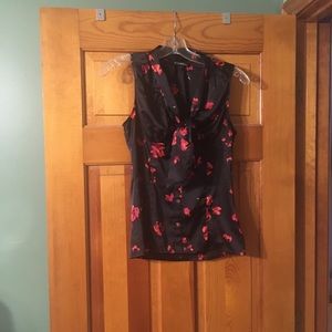 Express floral tank top necktie blouse